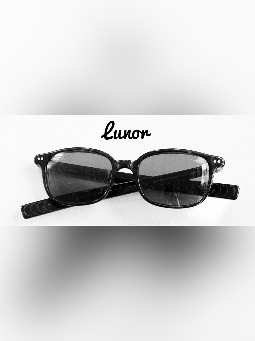 Vintage Lunor Black Retro Square Sunglasses, Unisex
